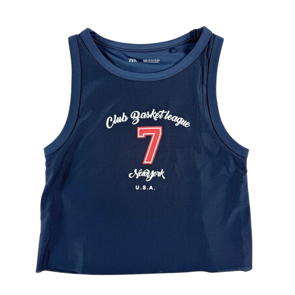 Zara Blue Mesh Lined Athletic Tank Top Girls Size 13–14